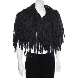 Pre Owned Maison Martin Margiela Charcoal Grey Wool & Alpaca Fringed Bolero S