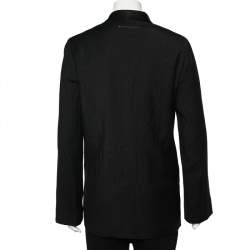 Pre Owned Maison Martin Margiela MM6 Black Wool Lapel Tie Detail Oversized Blazer L