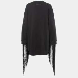 Pre Owned Maison Martin Margiela Black Cotton Fringed Sweatshirt M