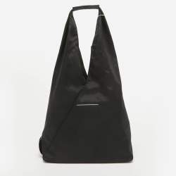 Pre Owned Maison Martin Margiela Black Nylon and Leather Foldable Japanese Tote