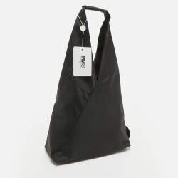 Pre Owned Maison Martin Margiela Black Nylon and Leather Foldable Japanese Tote