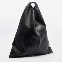 Pre Owned MM6 Maison Martin Margiela Black Leather Triangle Tote