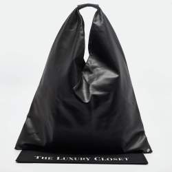Pre Owned MM6 Maison Martin Margiela Black Leather Triangle Tote