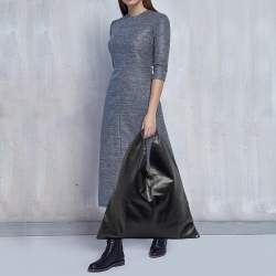 Pre Owned MM6 Maison Martin Margiela Black Leather Triangle Tote