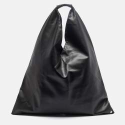 Pre Owned MM6 Maison Martin Margiela Black Leather Triangle Tote