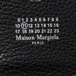 Pre Owned Maison Martin Margiela Black Leather Stitch Compact Wallet On Chain