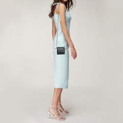 Pre Owned Maison Martin Margiela Black Leather Stitch Compact Wallet On Chain