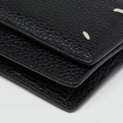 Pre Owned Maison Martin Margiela Black Leather Stitch Compact Wallet On Chain