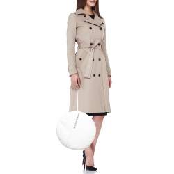 Pre Owned Maison Martin Margiela White Glossy Leather Ronde Round Pochette