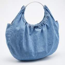 Pre Owned Maison Martin Margiela Blue Denim Large Hobo
