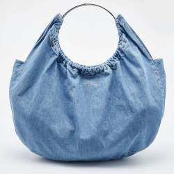 Pre Owned Maison Martin Margiela Blue Denim Large Hobo