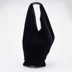Pre Owned Maison Martin Margiela Black Velvet and Leather Hobo
