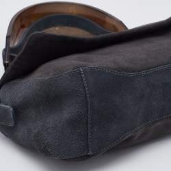 Pre Owned Maison Martin Margiela Grey Suede and Acrylic Flap Shoulder Bag