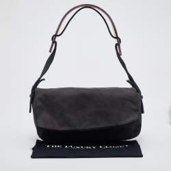 Pre Owned Maison Martin Margiela Grey Suede and Acrylic Flap Shoulder Bag