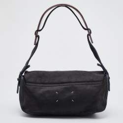 Pre Owned Maison Martin Margiela Grey Suede and Acrylic Flap Shoulder Bag