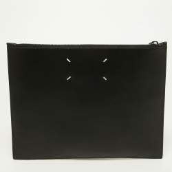 Pre Owned Maison Martin Margiela Black Glitter and Leather Four Stich Clutch