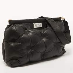 Pre Owned Maison Martin Margiela Black Leather Large Glam Sam Shoulder  Bag