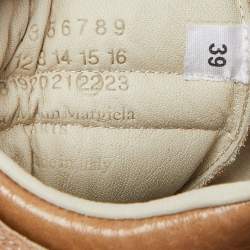 Pre Owned Maison Martin Margiela Nude Pink/Beige Suede And Leather Insert High Top Sneakers Size 39