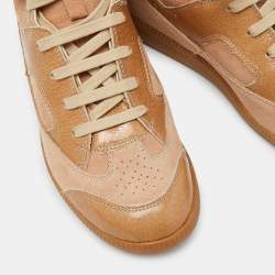 Pre Owned Maison Martin Margiela Nude Pink/Beige Suede And Leather Insert High Top Sneakers Size 39