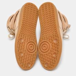 Pre Owned Maison Martin Margiela Nude Pink/Beige Suede And Leather Insert High Top Sneakers Size 39