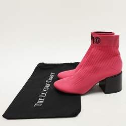 Maison Martin Margiela Pink Knit Fabric Ankle Length Boots Size 39