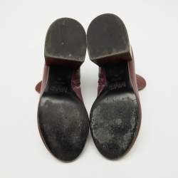 Maison Martin Margiela Burgundy Leather Block Heel Ankle Boots Size 39
