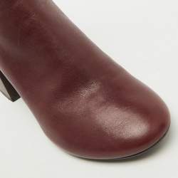 Maison Martin Margiela Burgundy Leather Block Heel Ankle Boots Size 39
