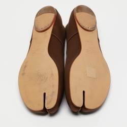 Pre Owned Maison Martin Margiela Brown Satin Tabi Ballet Flats Size 40