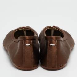 Pre Owned Maison Martin Margiela Brown Satin Tabi Ballet Flats Size 40