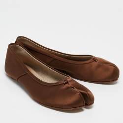 Pre Owned Maison Martin Margiela Brown Satin Tabi Ballet Flats Size 40