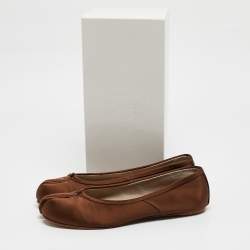 Pre Owned Maison Martin Margiela Brown Satin Tabi Ballet Flats Size 40