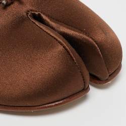 Pre Owned Maison Martin Margiela Brown Satin Tabi Ballet Flats Size 40