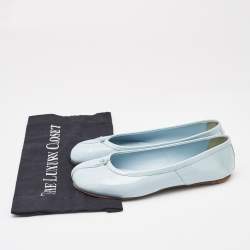 Pre Owned Maison Martin Margiela Blue Patent Leather Tabi Ballet Flats Size 38