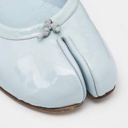 Pre Owned Maison Martin Margiela Blue Patent Leather Tabi Ballet Flats Size 38