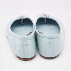 Pre Owned Maison Martin Margiela Blue Patent Leather Tabi Ballet Flats Size 38