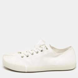 Pre Owned Maison Martin Margiela White  Canvas Tabi Low Top Sneakers Size 41