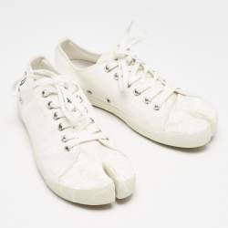 Pre Owned Maison Martin Margiela White  Canvas Tabi Low Top Sneakers Size 41