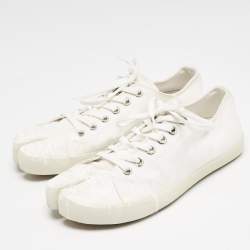 Pre Owned Maison Martin Margiela White  Canvas Tabi Low Top Sneakers Size 41