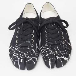 Maison Martin Margiela Black/White Splatter Canvas Tabi Low Top Sneakers Size 37