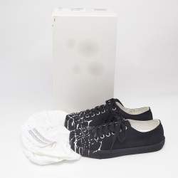 Maison Martin Margiela Black/White Splatter Canvas Tabi Low Top Sneakers Size 37