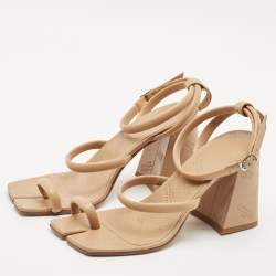 Maison Martin Margiela Beige Leather Square Toe Tabi Sandals Size 40