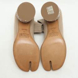 Pre Owned Maison Martin Margiela Beige Knit Fabric Tabi Sock Ankle Length Boots Size 37