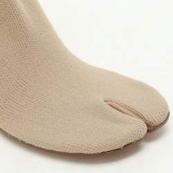 Pre Owned Maison Martin Margiela Beige Knit Fabric Tabi Sock Ankle Length Boots Size 37