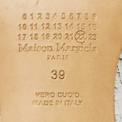 Pre Owned Maison Martin Margiela Silver Metallic Cracked Leather Tabi Pumps Size 39