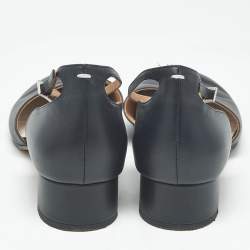 Pre Owned Maison Martin Margiela Black Leather Tabi Mary Jane Pumps Size 41