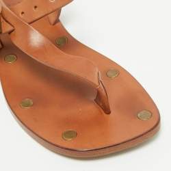 Pre Owned Maison Martin Margiela Brown Leather Thong Sandals Size 36