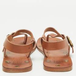Pre Owned Maison Martin Margiela Brown Leather Thong Sandals Size 36
