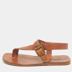 Pre Owned Maison Martin Margiela Brown Leather Thong Sandals Size 36