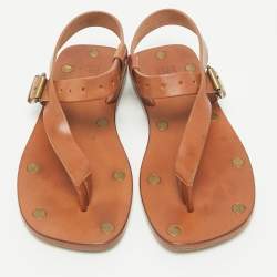 Pre Owned Maison Martin Margiela Brown Leather Thong Sandals Size 36