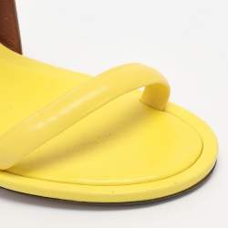 Pre Owned Maison Martin Margiela Yellow/Brown Leather Ankle Strap Sandals Size 38.5